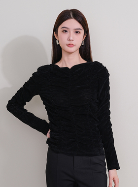 oldcolour欧珂冬季新品休闲时尚绒面长袖T恤女P430201A1-659