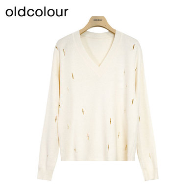 oldcolour欧珂商场同款时尚春季长袖毛织套头衫女Q11052176-599