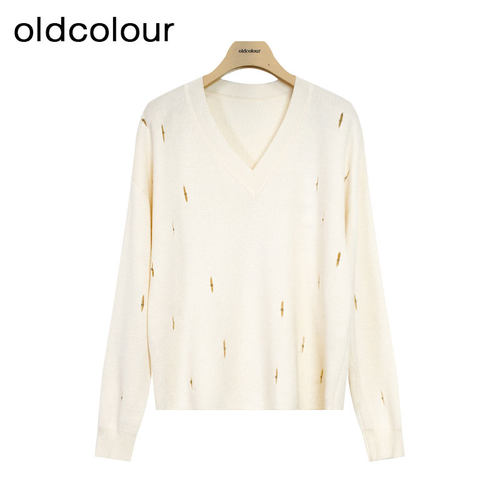 oldcolour欧珂商场同款时尚春季长袖毛织套头衫女Q11052176-599