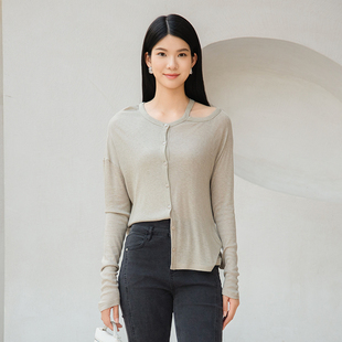 T恤女4390202A1 通勤气质小众设计感长袖 NUTS2023秋季 新款