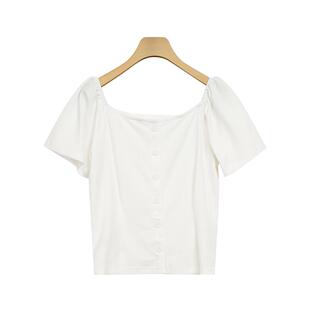 小上衣女327021025B 衬衫 NUTS夏季 纯色百搭休闲淑女风短袖