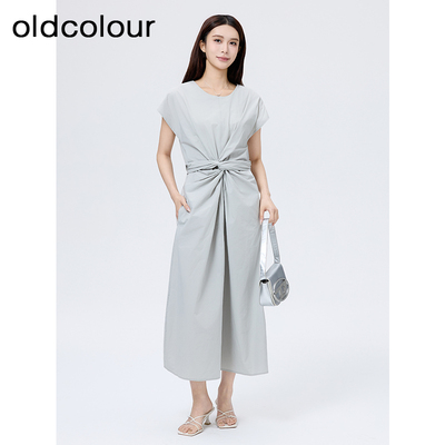 oldcolour欧珂夏季设计感简约休闲气质高级短袖连衣裙女