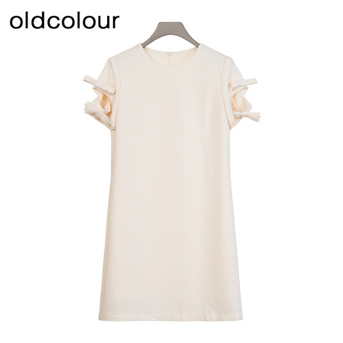oldcolour商场同款夏款圆领时尚气质短袖连衣裙女GP21101772-1399