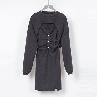 长袖 设计感小众气质法式 针织连衣裙两件套334103377 新款 NUTS秋季