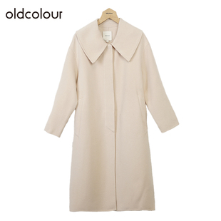 oldcolour简约双面呢大衣冬娃娃领长款 2599 毛呢外套女O42156206