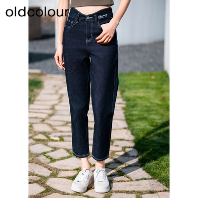oldcolour欧珂春季时尚纯色高腰水洗牛仔长裤女Q13112297-399