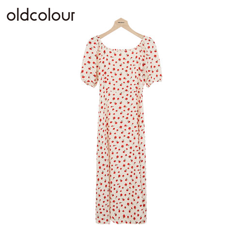 oldcolour欧珂夏季时尚休闲气质日常碎花短袖连衣裙女Q281007A1