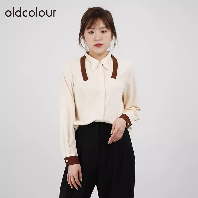 oldcolour秋商场同款日系文艺复古甜美衬衫女通勤DN33013416-559