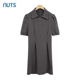 纯色连衣裙428103488 休闲翻领拉链短袖 NUTS夏季 时尚
