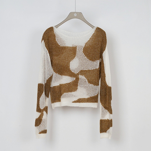 毛织套头衫 NUTS秋季 镂空圆领长袖 设计感气质薄款 333052262 新款