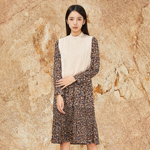 oldcolour碎花1连衣裙2022冬法式气质马甲两件套O42102260-899
