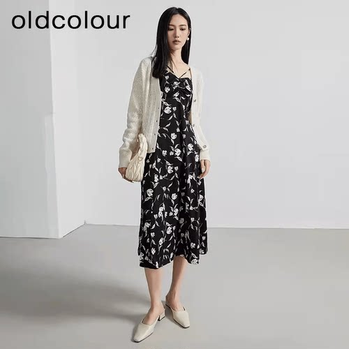 oldcolour欧珂秋装新品印花吊带连衣裙P311006A1-499