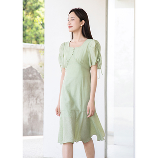 599 连衣裙女Q23101157B 分oldcolour夏收腰显瘦法式 设计感中长款