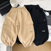 子2025新款 春秋款 儿童洋气韩版 宽松束脚裤 男童工装 潮酷休闲裤 裤