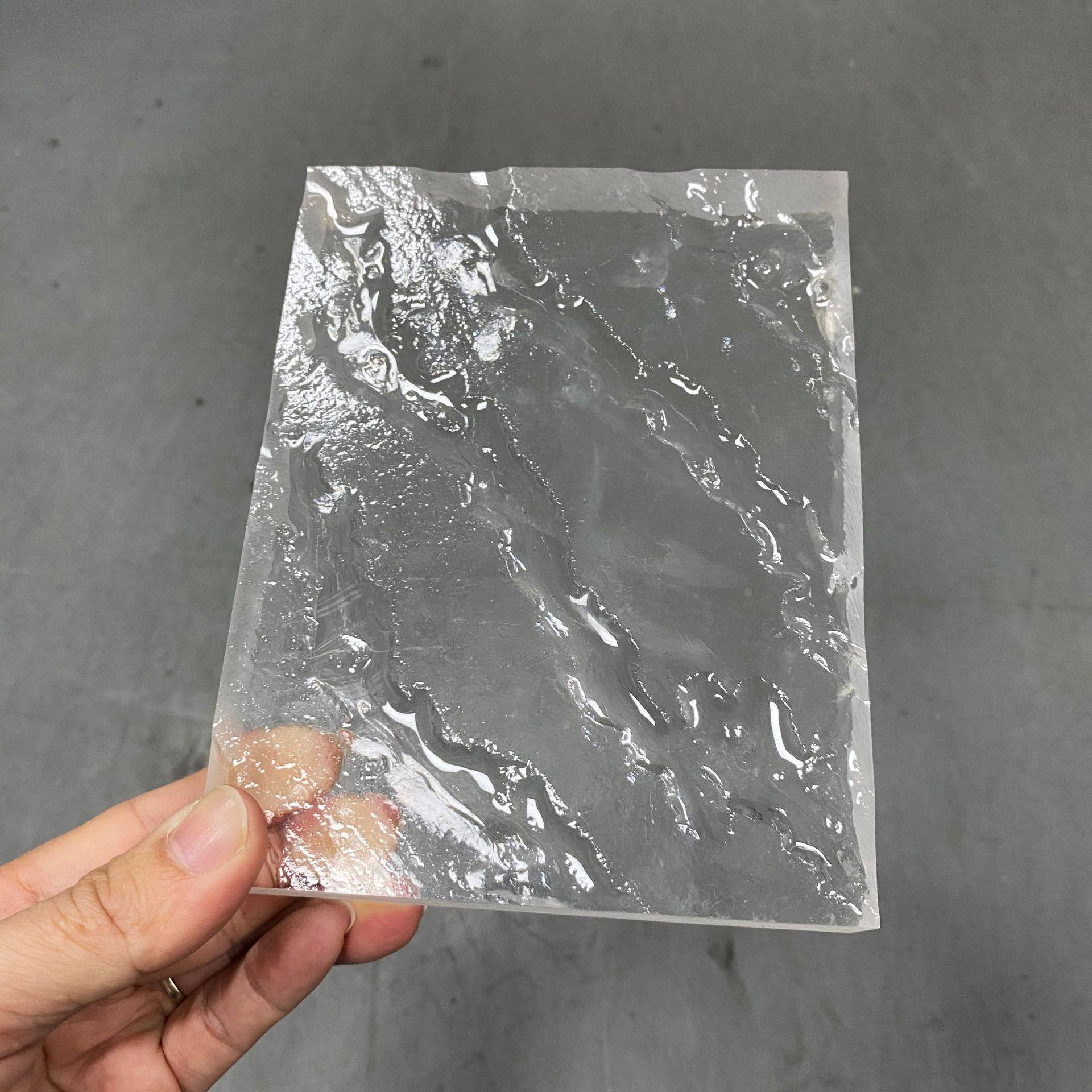 定做透明冰裂纹亚克力酒店大堂装饰隔断水波纹流水纹有机玻璃屏风