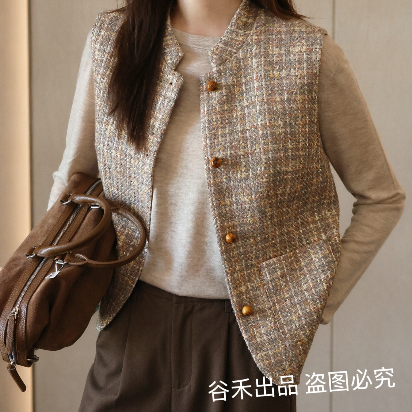 良木礼同款小香风马甲休闲显瘦小个子马夹外套女秋季高级感秋季图片