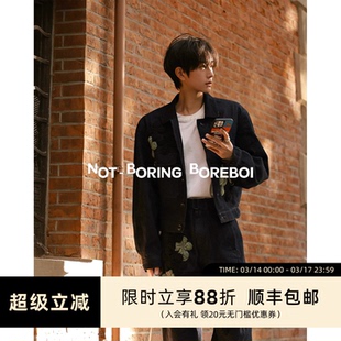 NB B丨男女同款靛蓝丹宁牛仔夹克宽松短款外套春季新款上衣外搭