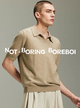 无扣式V领POLO针织衫短袖短款