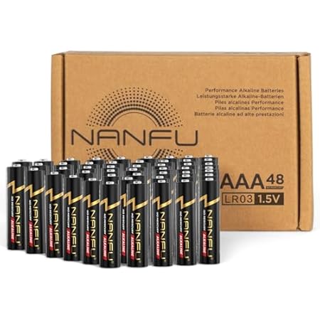NANFU 1.5V AAA Alkaline Batteries (48 Count)， Extra Long-