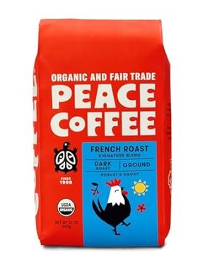 Peace Coffee French Roast | 20 oz Ground Dark Roast | Org