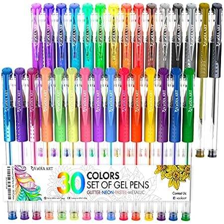 VaOlA ART Colored Pens 30 Psc Glitter Gel Pens for Kids C