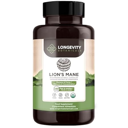 Longevity Botanicals Organic Lions Mane Mushroom Capsules