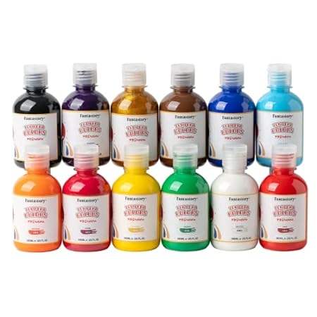 Fantastory Tempera Paint for Kids 12 Colors (8.4 oz Each)