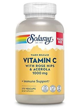 SOLARAY Vitamin C 1000mg Timed Release Capsules with Rose