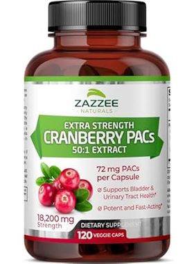 Zazzee Extra Strength Cranberry PACs， 72 mg PACs per Caps