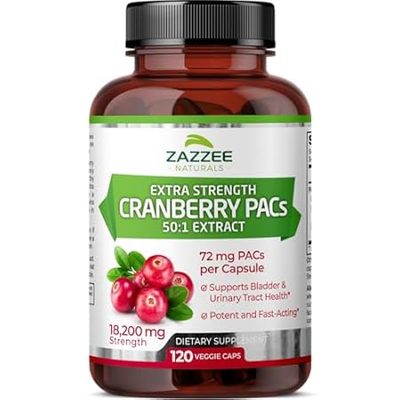 Zazzee Extra Strength Cranberry PACs， 72 mg PACs per Caps