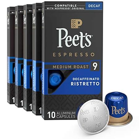 Peet's Coffee， Dark Roast Decaf Espresso Pods， Decaf Rist