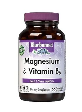 BlueBonnet Magnesium Plus B-6 Vegetarian Capsules， 90 Count