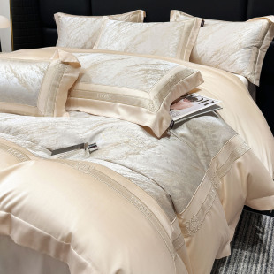 高级感A类母婴长绒棉四件套全棉纯棉床单被套提花高端床品春夏季