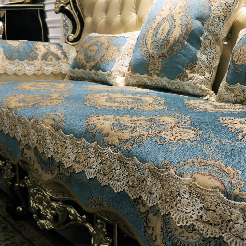 新款欧式沙e发垫四季通用布艺客厅高档奢华真皮防滑美式坐垫套罩