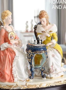 新款高档欧式陶h瓷人物摆件奢华 皇室马骑士美女家居客厅工艺品摆