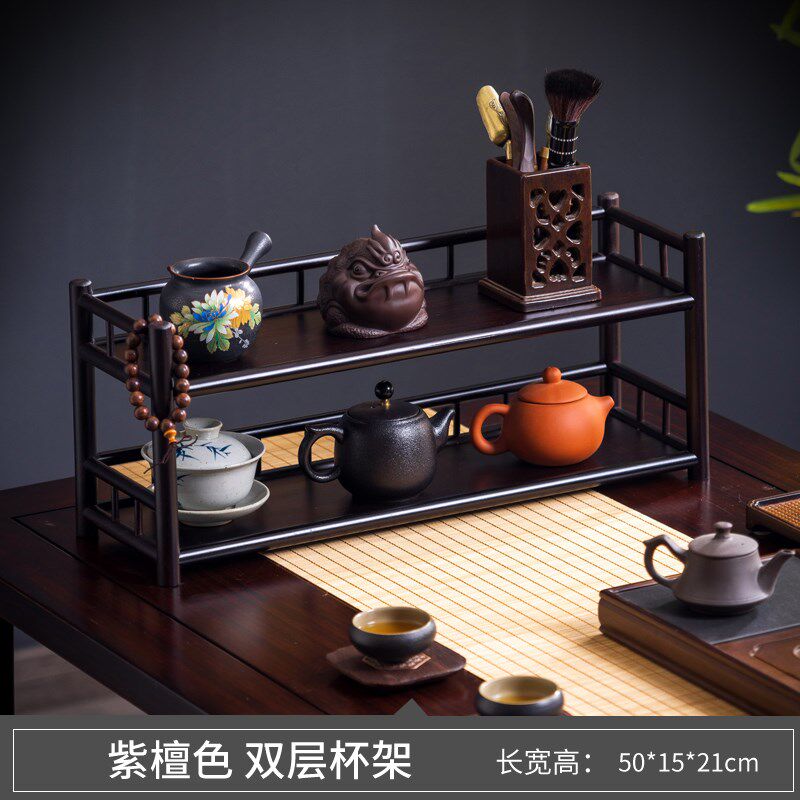 新款中式实木博古架家用茶桌小型C置物架茶架桌面茶壶茶具展示柜