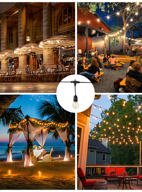 优选户外露营lhed灯串装饰10米花园庭院防水婚庆节日氛围感大灯泡