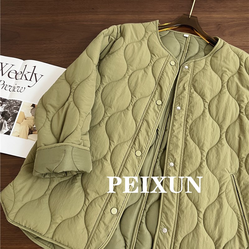 真好菱格轻薄夹棉棉服外套女冬季棉衣/棉服