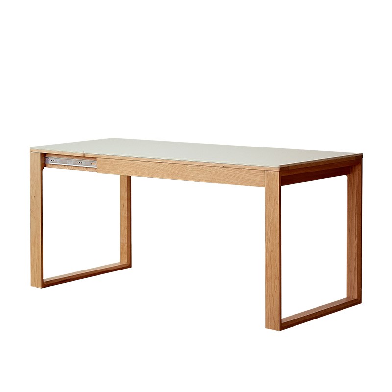 新款歌纳中古北欧l日式可伸缩岩板餐桌实木可折叠小户型饭桌餐桌