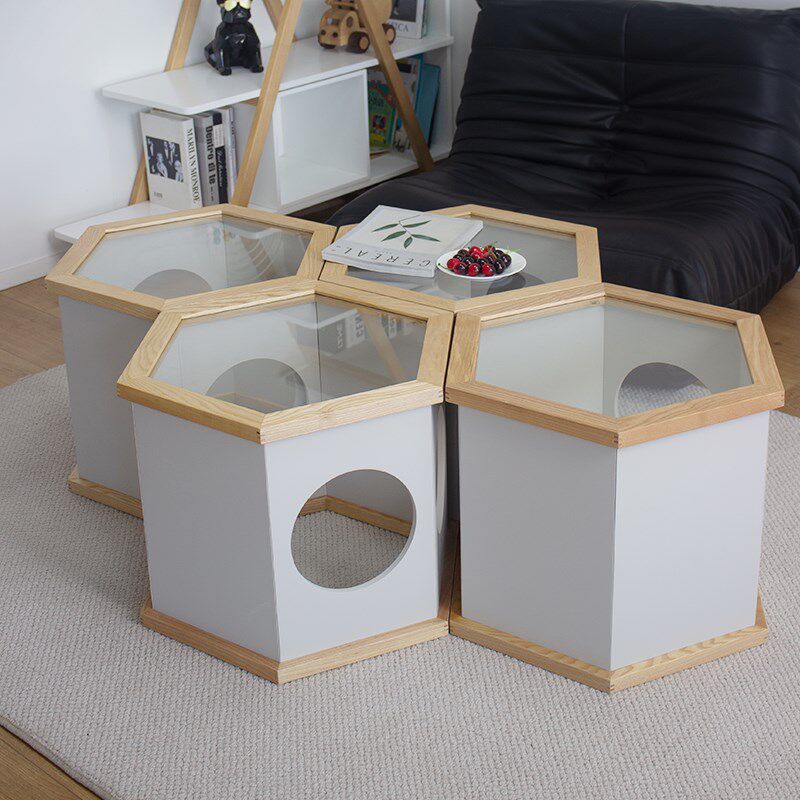 新款实木边几猫窝客厅沙发创意边几客K厅组合茶几人宠共用家具
