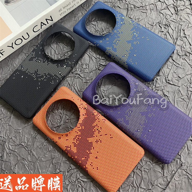 浪漫星海适用真我gt5pro手机壳高级感凯夫拉纤维纹realme真我GT5Pro大孔半包3D浮雕防摔保护套上下不包火山口
