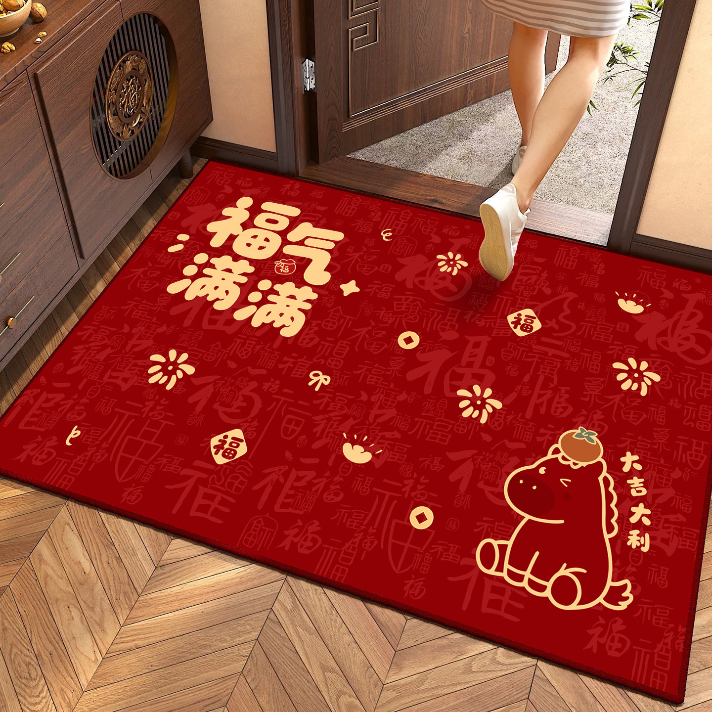 2026新款马年新年入户专用地垫门口进门脚垫红色喜庆防滑玄关地毯,居家布艺,入户地垫,淘宝优惠券,粉丝福利购,淘宝优惠卷