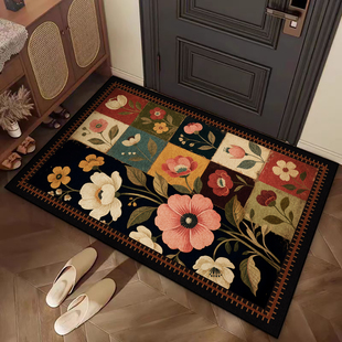 法式花卉入户门专用地垫门垫家用玄关2025新款高质量防滑中古地毯