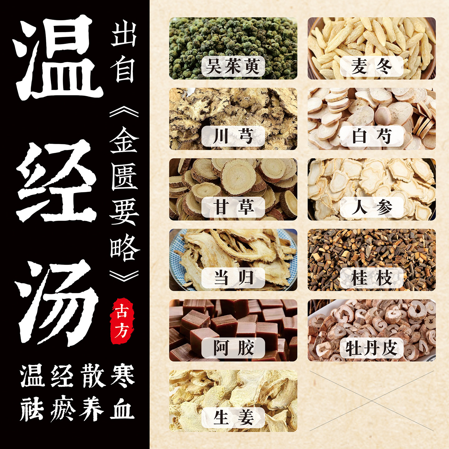 正宗温经汤 原方14副 中药材料包倪海厦推荐 传统养生原料女性