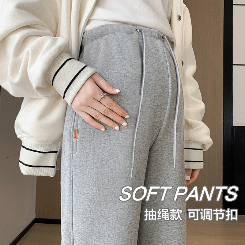 孕妇裤子秋冬款外穿加绒加厚束脚卫裤运动裤不勒肚子无托腹孕妇装
