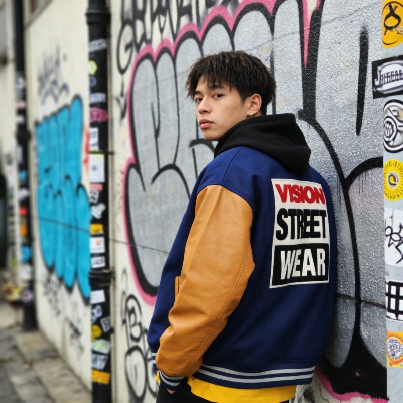 日线 滑板嘻哈hiphop街头 羊毛呢 pu皮 重工刺绣 夹棉 棒球外套