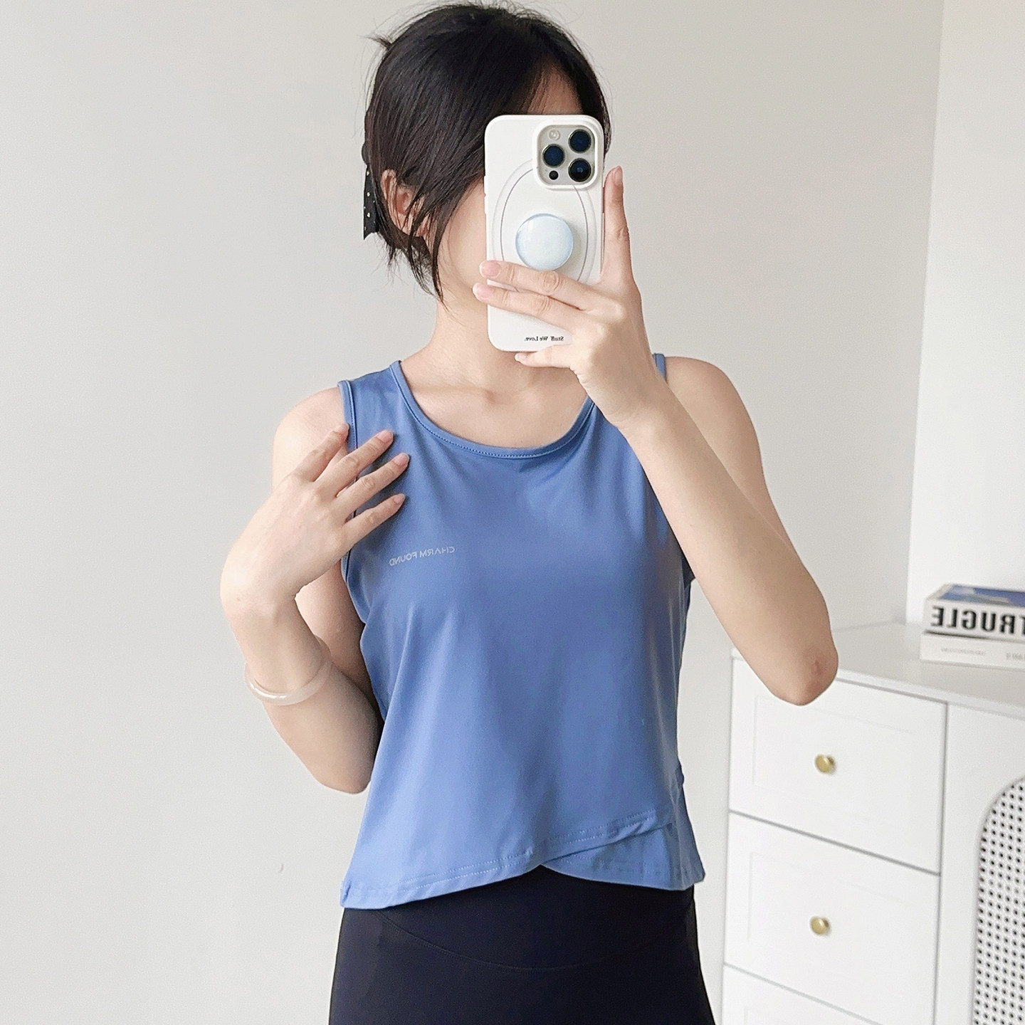 高级瑜伽罩衫背心外搭短款宽松夏季无袖健身运动上衣速干普拉提潮