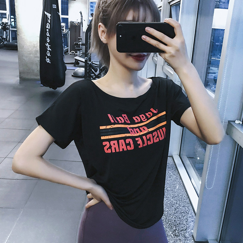 速干衣女士宽松跑衫短款健身