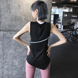 无袖速干撸铁运动背心女外穿跑步健身服T恤宽松瑜伽服上衣夜跑夏