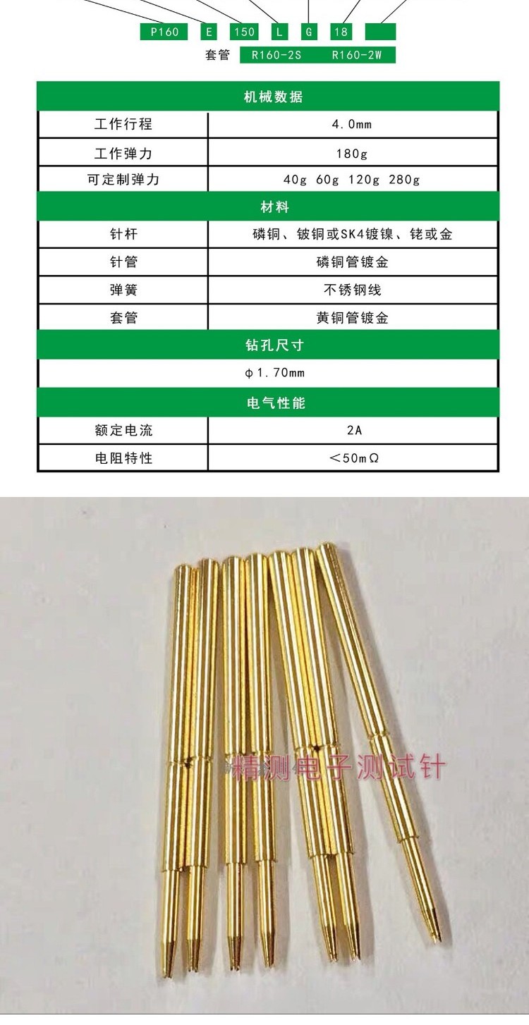 探针PA160-F小四爪头顶针1.36*24.5mm测试针P160探针-封面